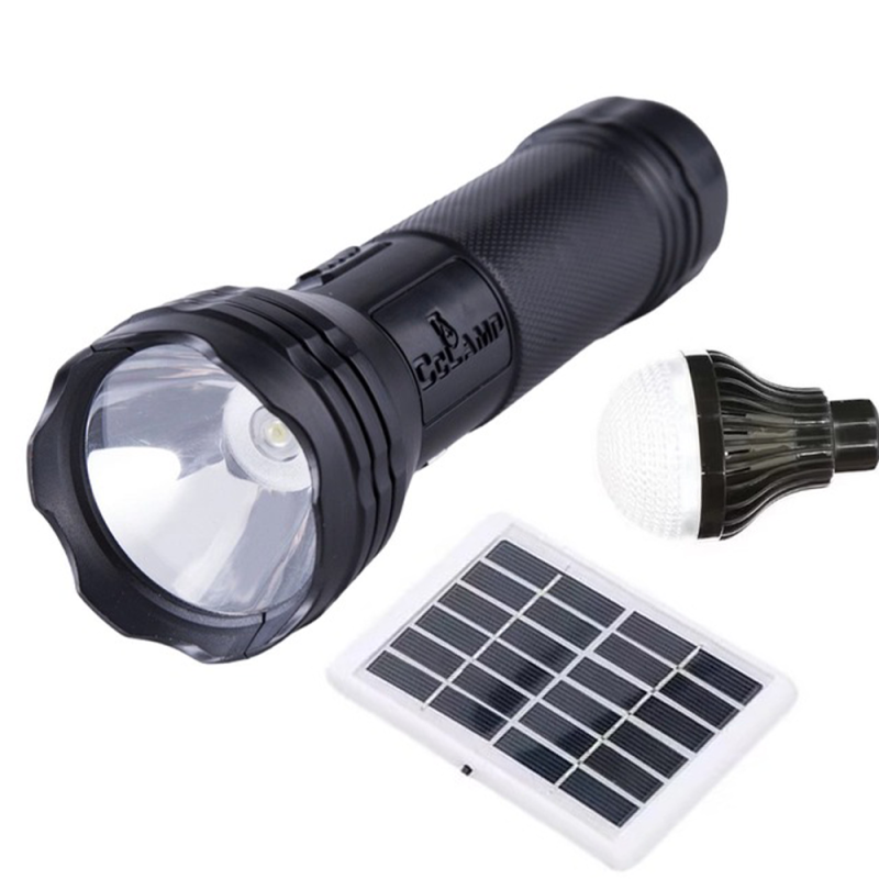 Портативний ручний LED ліхтар на 1000мАг 3в1 із сонячною панеллю Solar Camping Kit (CL-038) Black