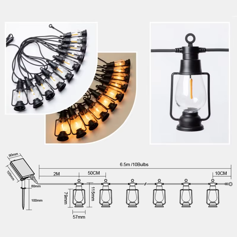 Дизайнерська вулична гірлянда 5м на 10 ламп від 220В з теплим кольором "Лампи підвісні" SFK-49