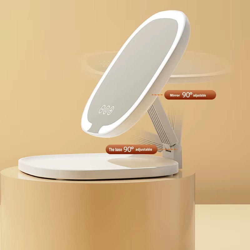 Дзеркало для макіяжу з LED-підсвіткою розкладне з сенсорним управлінням Beauty Mirror BM-7844 White