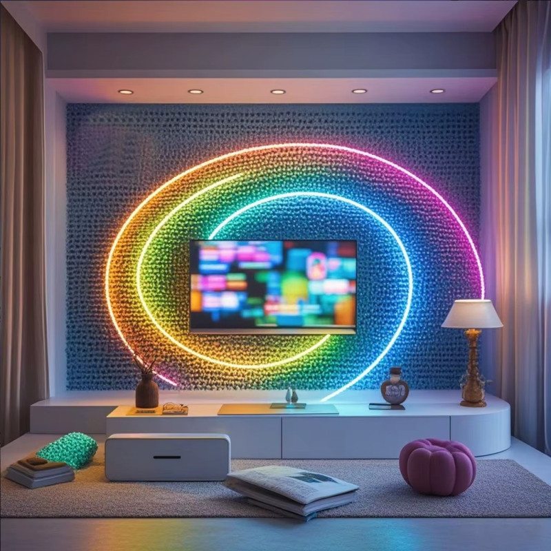 Неонова LED-стрічка USB на 5м Гнучка світлодіодна стрічка з пультом Ribbon RC-16781 RGB Multicolor
