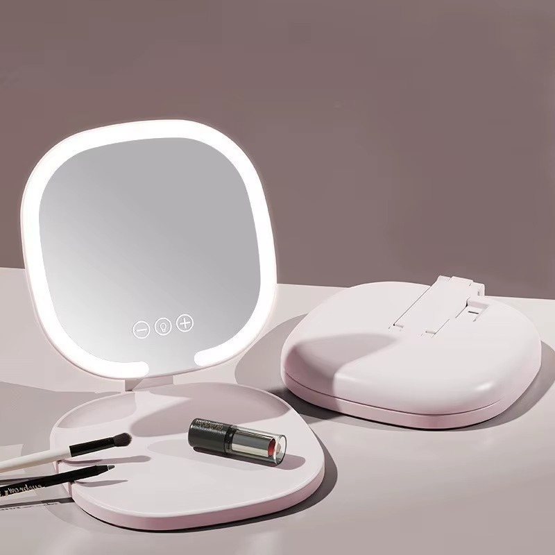 Дзеркало для макіяжу з LED-підсвіткою розкладне з сенсорним управлінням Beauty Mirror BM-7844 White