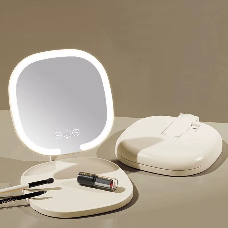 Дзеркало для макіяжу з LED-підсвіткою розкладне з сенсорним управлінням Beauty Mirror BM-7844 White