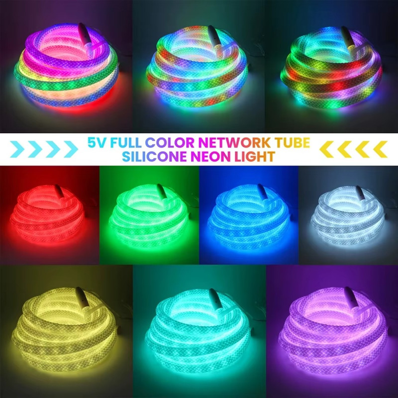 Неонова LED-стрічка USB на 5м Гнучка світлодіодна стрічка з пультом Ribbon RC-16781 RGB Multicolor
