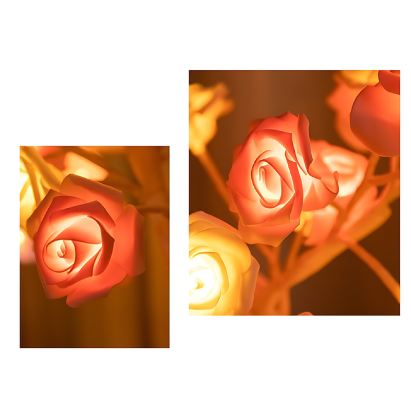 Настільна світлодіодна лампа у формі дерева біло-рожевої троянди з 24 LED теплого світла NC-1244 White