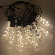 Вулична світлодіодна гірлянда 5м на 10 ламп від мережі 220В «Подовжені лампи спіраль» NC-7823