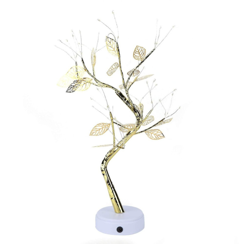 Настільна LED лампа від USB + батарейки AA 3шт «Дерево сріблясте з листям» з теплим світлом на 72 діоди NNG-08 Silver