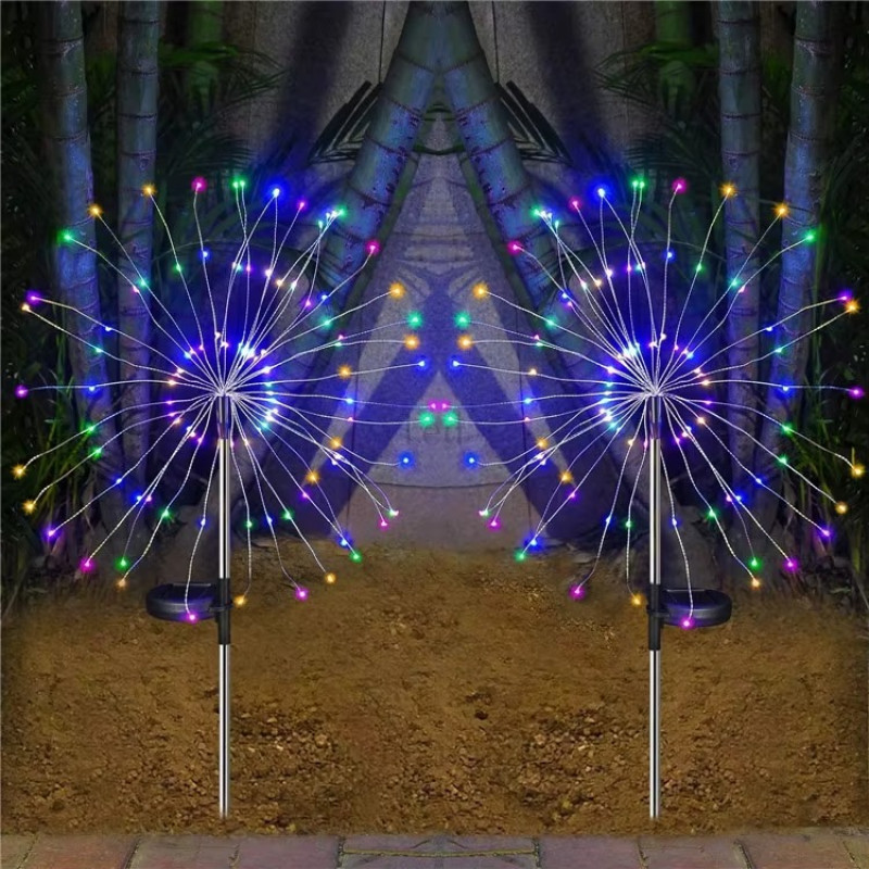 Вуличні садові ліхтарі 200 LED на сонячній батареї у вигляді Феєрверку із 2х штук NC-7820