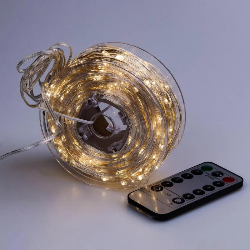 Гірлянда-стрічка LED 50м на котушці 500 LED на мідному дроті від USB з пультом та 8 режимами NC-7817 Warm white
