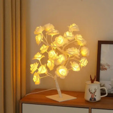 Світлодіодна настільна лампа на 24 LED 220V у формі квітки троянди White Rose Tree NC-1243 White