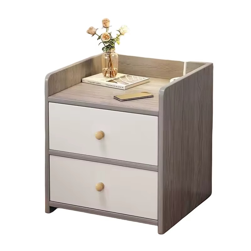 Приліжкова тумбочка для спальні з висувними ящиками 40х30х45см Fast Comfort FC-7614 Gray-white