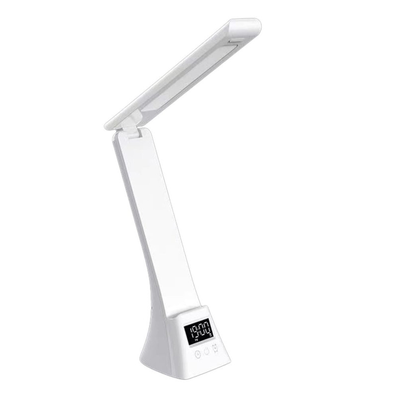 Настільна LED лампа 3000-6500K з годинником та бездротовою зарядкою Modern Lamp MD-5612 White