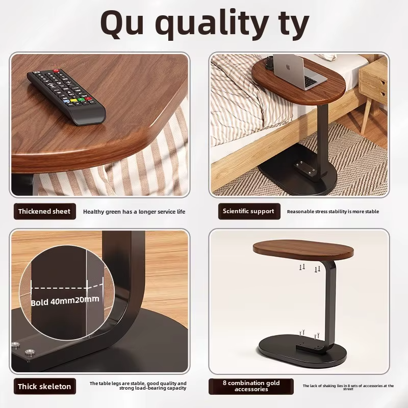 Приліжковий столик 28×45×60см з дерев'яною стільницею наддиванний Modern Table MT-7856 Приліжковий столик 28×45×60см з дерев'яною стільницею наддиванний Modern Table MT-7856