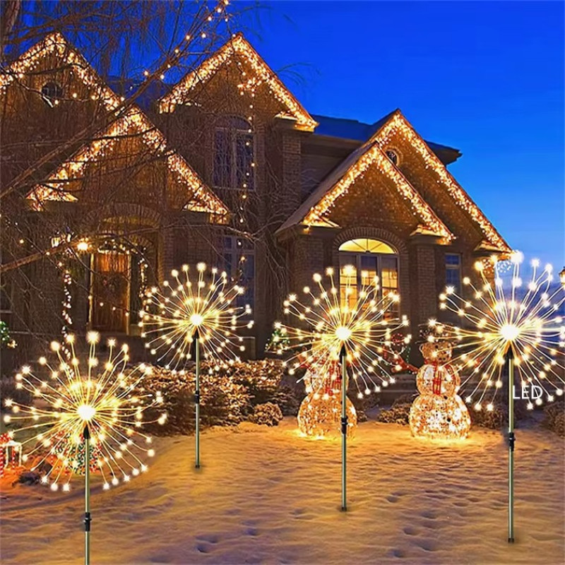 Вуличні садові ліхтарі 200 LED на сонячній батареї у вигляді Феєрверку із 2х штук NC-7820