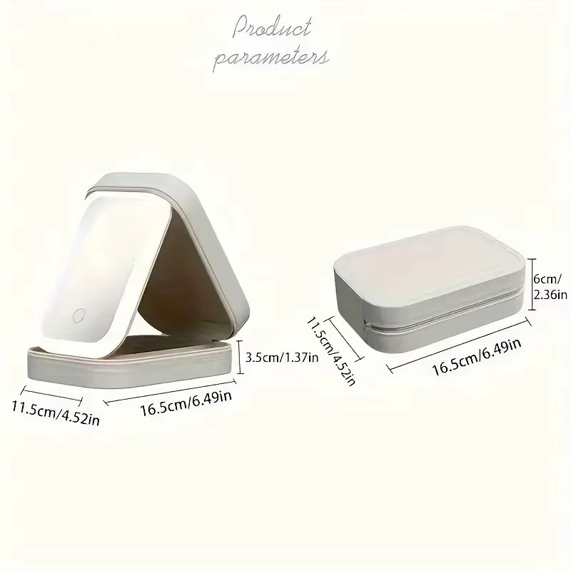 Портативний кейс-органайзер для косметики з дзеркалом на кришці та LED підсвіткою Comod-Case CC-9879 White