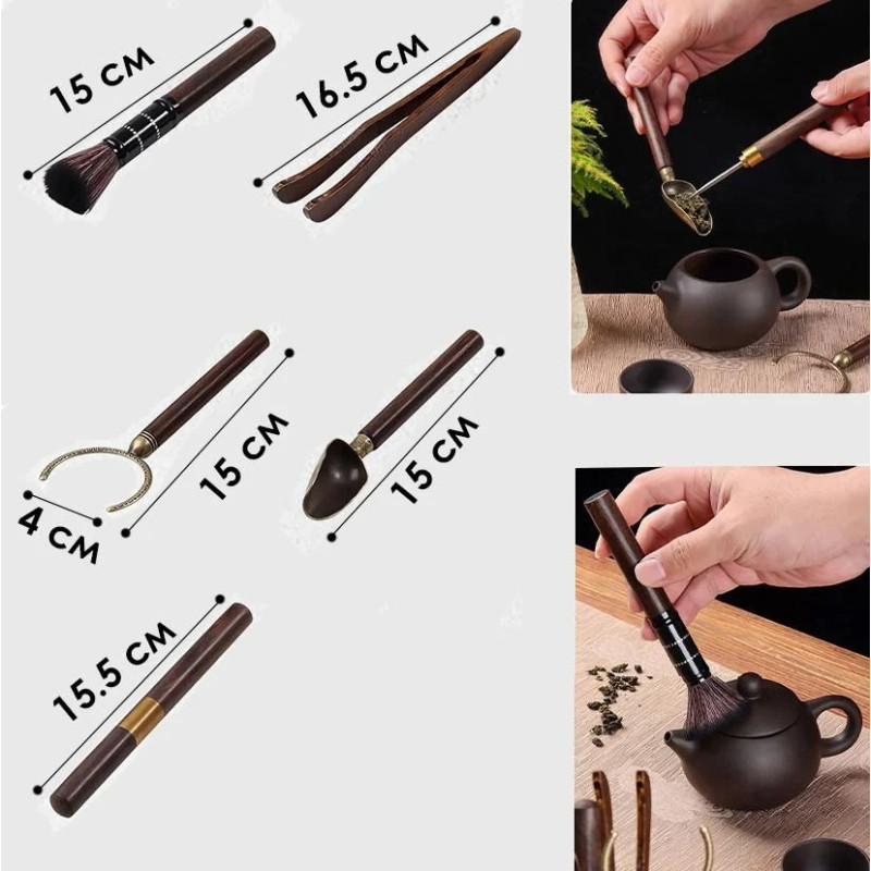 Набір інструментів для чайної церемонії з 5 предметів для пуеру Puer Set (PS-5541) Black