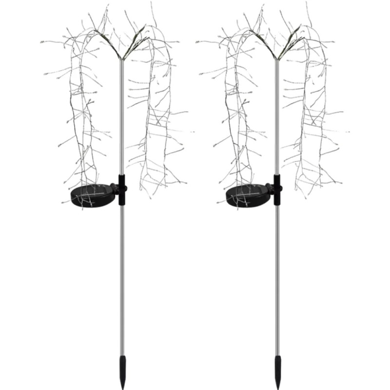 Садовий ґрунтовий ліхтарик 2 шт. на сонячній батареї з датчиком світла та 2 режимами "Верба" NC-7819