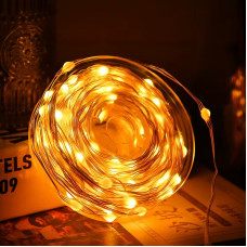 Гірлянда-стрічка LED 50м на котушці 500 LED на мідному дроті від USB з пультом та 8 режимами NC-7817 Warm white