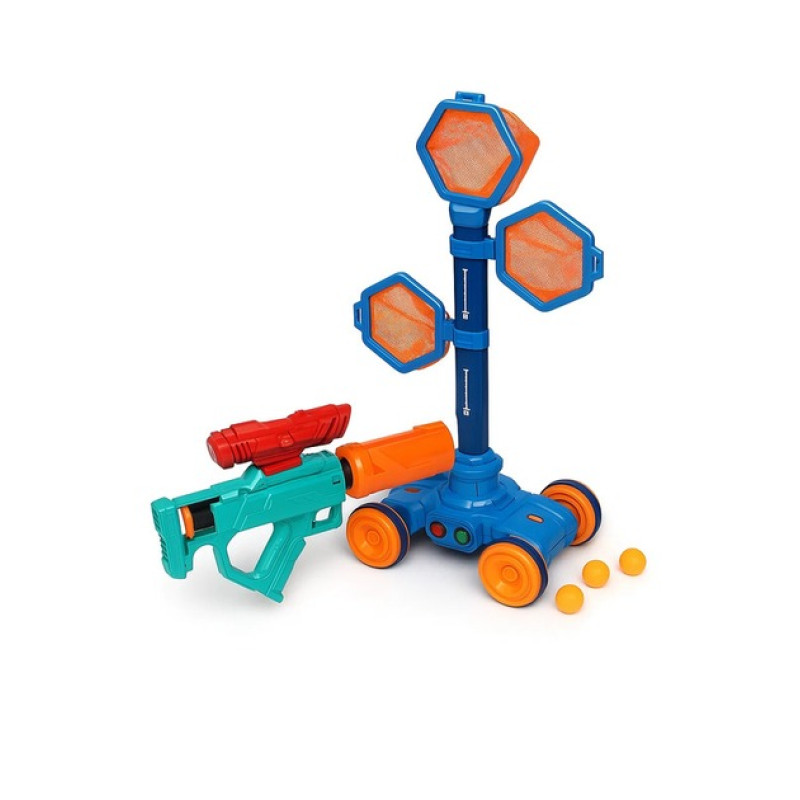 Ігровий набір 3в1 баскетбол, дитячий тір з мобільною мішеню та пістолетом GUN-TIR  GT-5467 Blue