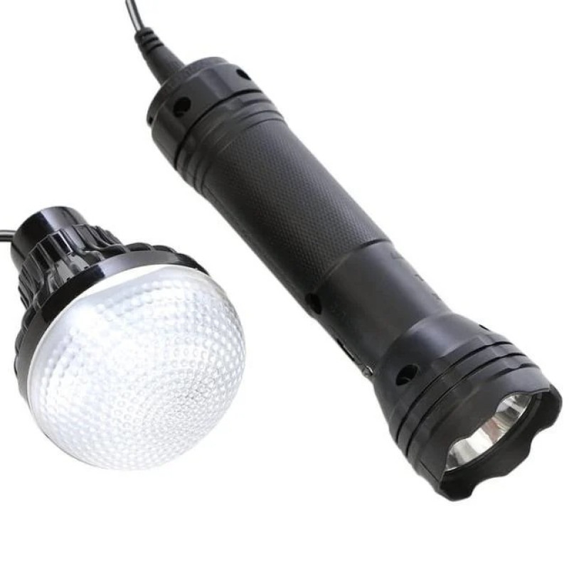 Портативний ручний LED ліхтар на 1000мАг 3в1 із сонячною панеллю Solar Camping Kit (CL-038) Black