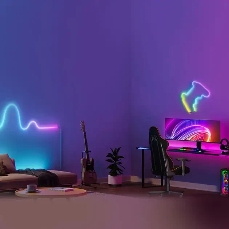 Неонова LED-стрічка USB на 5м Гнучка світлодіодна стрічка з пультом Ribbon RC-16781 RGB Multicolor