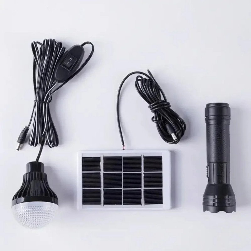 Портативний ручний LED ліхтар на 1000мАг 3в1 із сонячною панеллю Solar Camping Kit (CL-038) Black