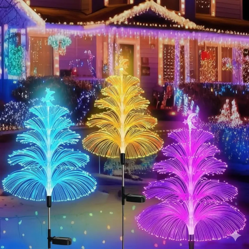 Садовий світильник "Ялинка" із 2 штук на акумуляторі з солн.панелью на 8 режимів NC-7818