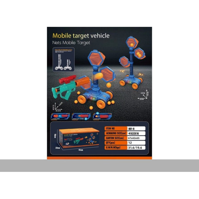 Ігровий набір 3в1 баскетбол, дитячий тір з мобільною мішеню та пістолетом GUN-TIR  GT-5467 Blue