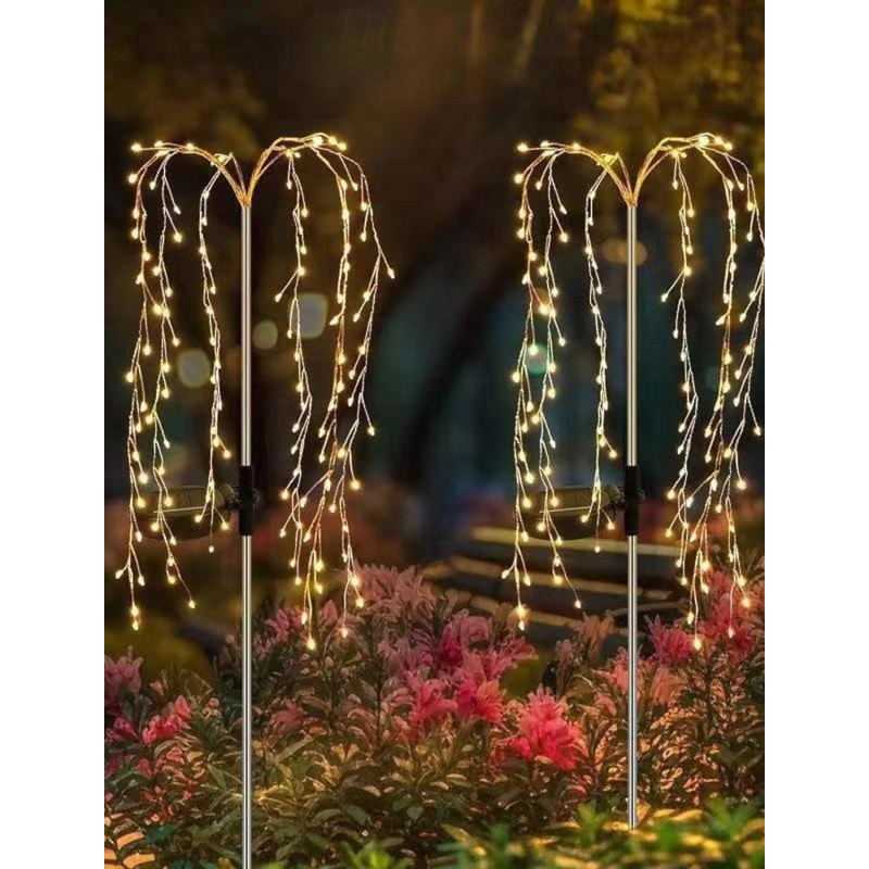 Садовий ґрунтовий ліхтарик 2 шт. на сонячній батареї з датчиком світла та 2 режимами "Верба" NC-7819