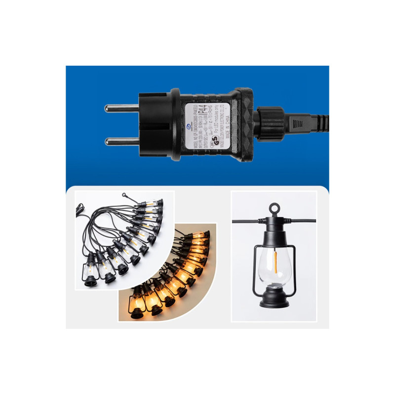 Дизайнерська вулична гірлянда 5м на 10 ламп від 220В з теплим кольором "Лампи підвісні" SFK-49