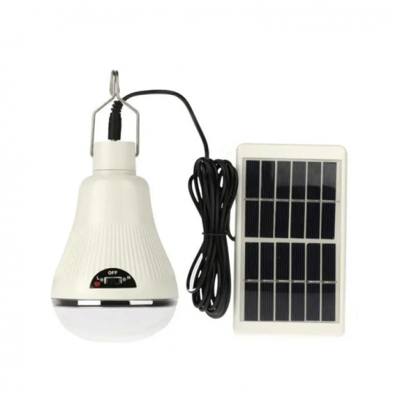 LED лампочка акумуляторна із сонячною панеллю на гачку 10В Golden Road GR 6028 USB Білий