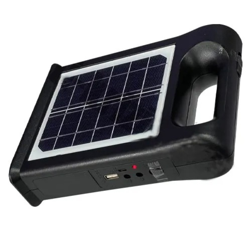 Багатофункціональний LED ліхтар із сонячною панеллю, функцією повербанку та 2 лампочками Cclamp CL-12 3000mAh 30W Чорний