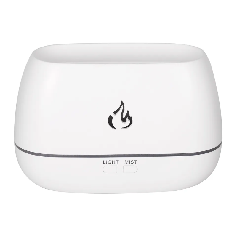 Ультразвуковий зволожувач повітря 200мл з ефектом полум'я RGB LED 7 кольорів 6Вт White
