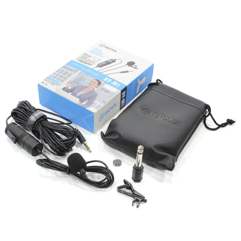 Петличний мікрофон всеспрямований конденсаторний 1000Ом -30дБ mini-jack петлічка BOYA BY-M1 Black