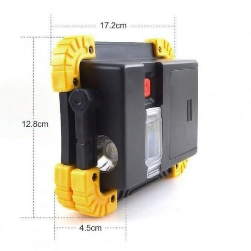 Світлодіодний LED прожектор-ліхтар аварійний кемпінговий акумуляторний з функцією повербанку Чорно-жовтий