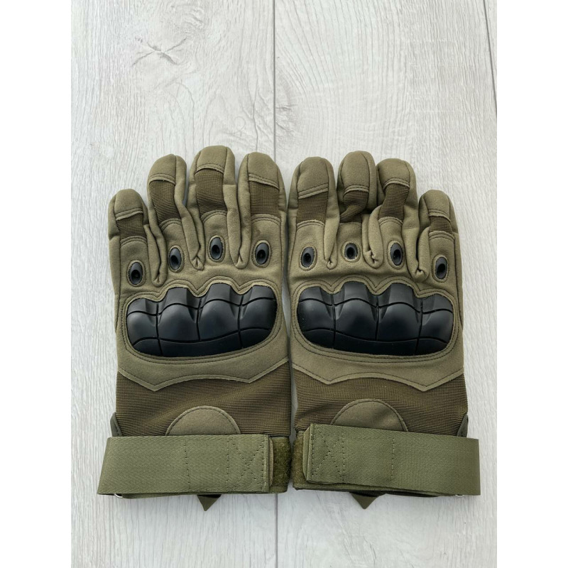 Універсальні тактичні повнопалі рукавички gloves protection розмір L з захистом на кісточки (Олива)