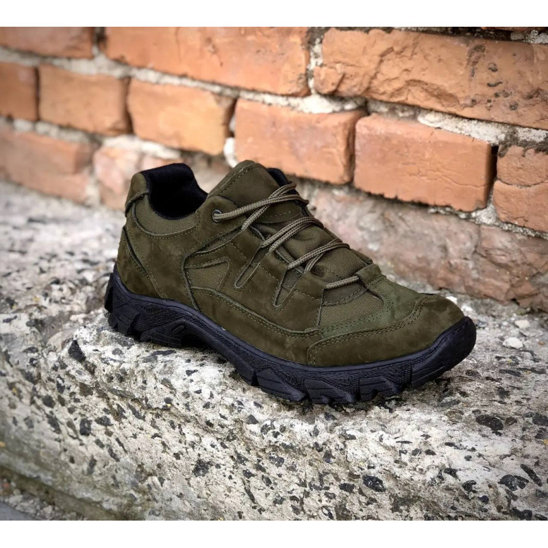 Кроссовки унисекс кожаные Demi Season 40 (26 см) Демисезон 1208 Ukr-Tec (Олива) тактические ботинки