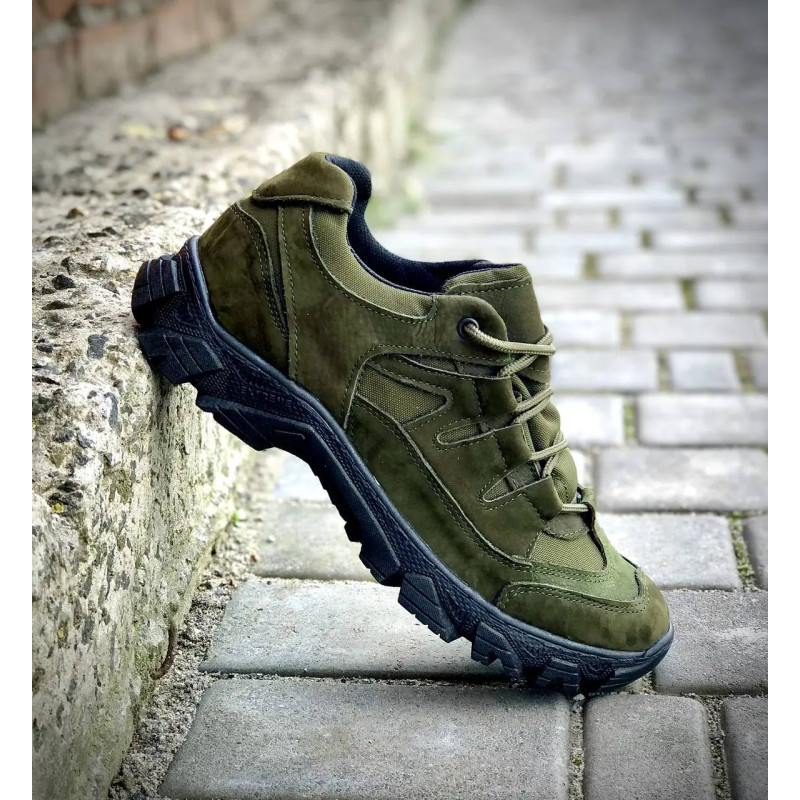 Кроссовки унисекс кожаные Demi Season 40 (26 см) Демисезон 1208 Ukr-Tec (Олива) тактические ботинки