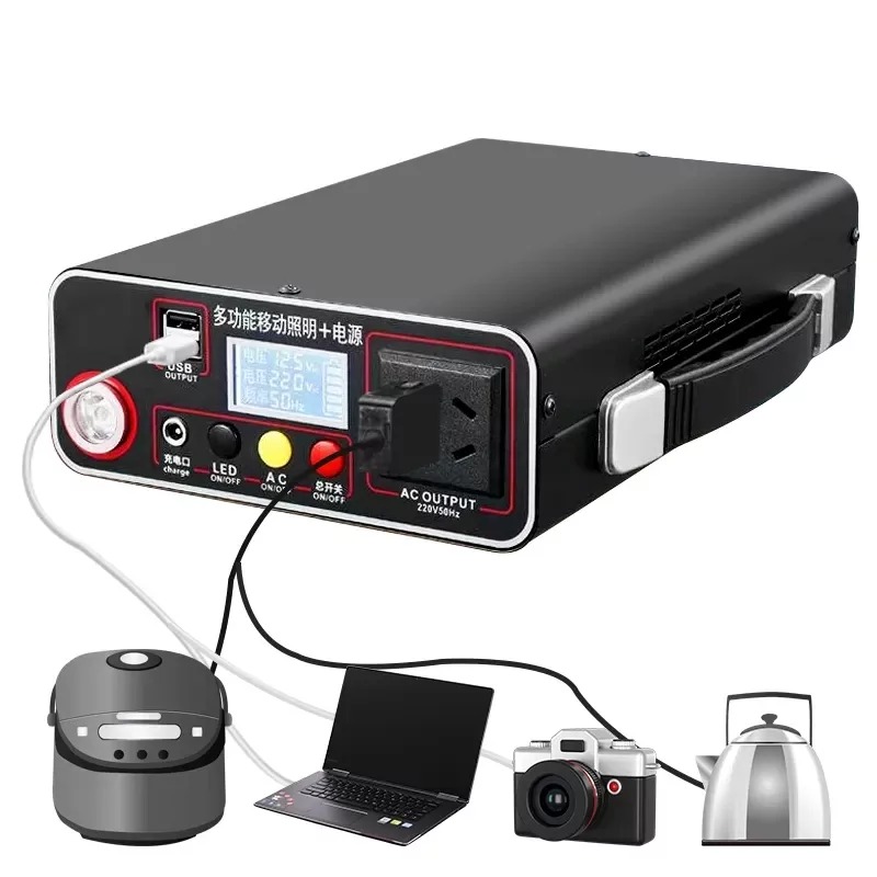 Перетворювач напруги акумуляторний DC 12V/24V в AC 110V/220V з LCD дисплеєм та USB зарядна станція із сонячної панелі 18W EP-3018 300W 18Ah Чорний