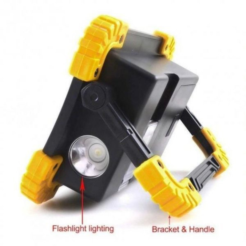 Світлодіодний LED прожектор-ліхтар аварійний кемпінговий акумуляторний з функцією повербанку Чорно-жовтий