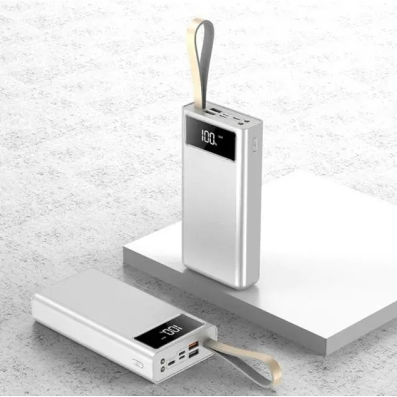 Портативний зарядний пристрій з ліхтариком 30000 mAh K-320 Білий