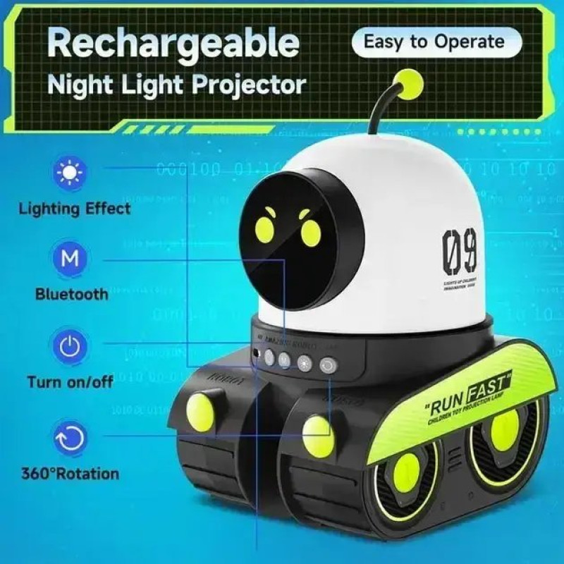 Проектор-нічник робот з Bluetooth колонкою Droid WH-E03 1200mAh