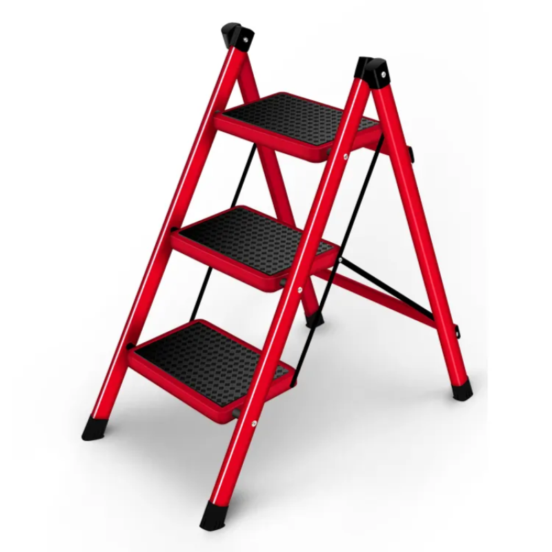 Драбина на 3 щаблі складні міцні сходи до 150кг Red