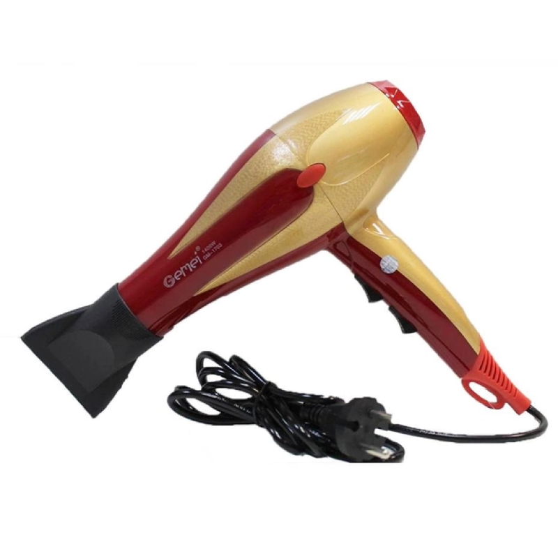 Професійний фен для волосся з насадкою концентратором та холодним повітрям Gemei GM-1703 1400Вт Red/Gold