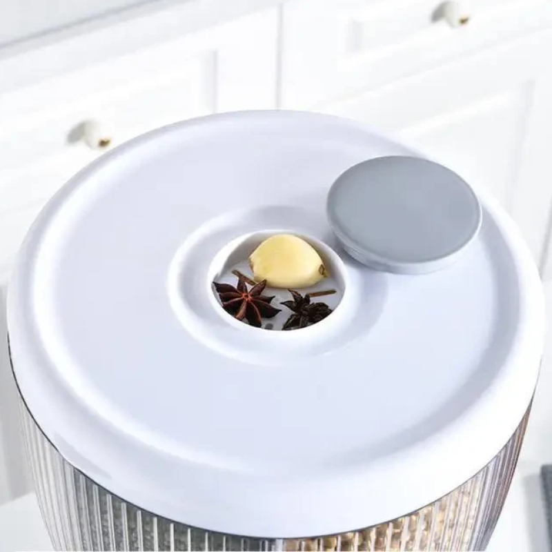 Кухонний диспенсер органайзер з конструкцією, що обертається, для круп і для сипучих продуктів на чотири секції з дозатором LY-37 White