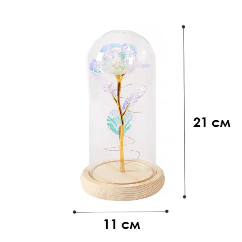 Штучна троянда в колбі з LED підсвічуванням та функцією нічника Lesko KY-1124 Тепле світло Warm