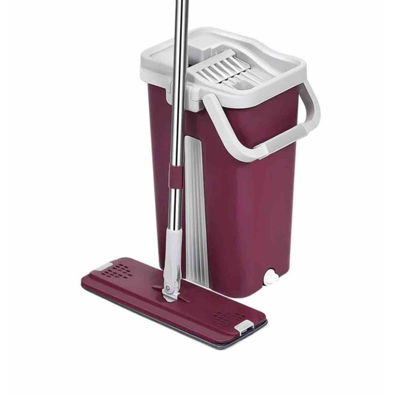 Швабра з відром + віджимання Scratch Anet | швабра ледарка Wisdom Life з двома насадками (Червона)
