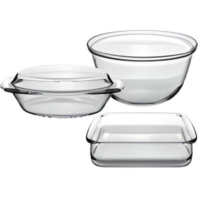Набір скляного посуду термоскло 3 предмети (Каструля, деко, салатник) "Stenson" MS-0141