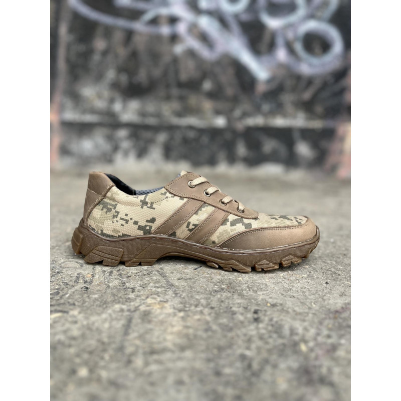 Кросівки тактичні чоловічі Light Tactic 45 розмір 30 см гладка шкіра і Кордура 1000D демісезонні з посиленими устілками Коричневий/Піксель