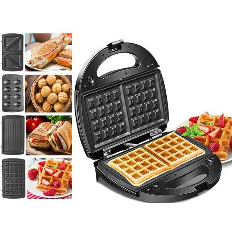 Мультимейкер 4 в 1, гриль, сендвічниця, вафельниця, ліщина Crownberg CB-1076