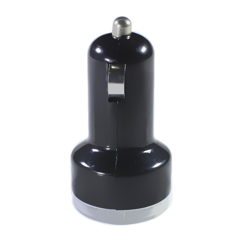 Автомобільний зарядний пристрій універсальний із пластику із вбудованим запобіжником Lesko 2хUSB Type-A, 2.1А/1А, 5В Чорно-білий